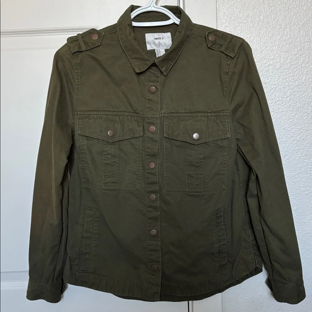 Women’s Olive Utility Canvas Jacket Size S 100% Cotton - Picture 3 of 10